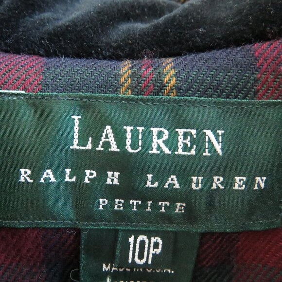 VINTAGE LAUREN RALPH LAUREN Plaid Velvet Collar 100% Wool Blazer Jacket Preppy - Picture 14 of 16